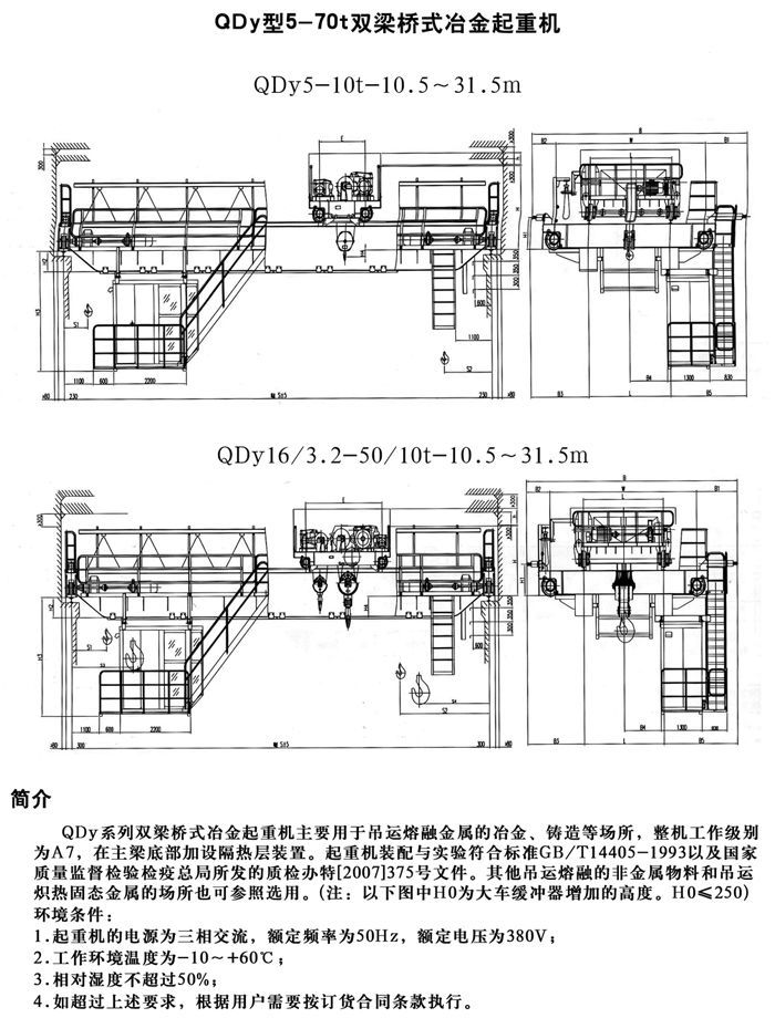 QDY型双梁桥式冶金起重机