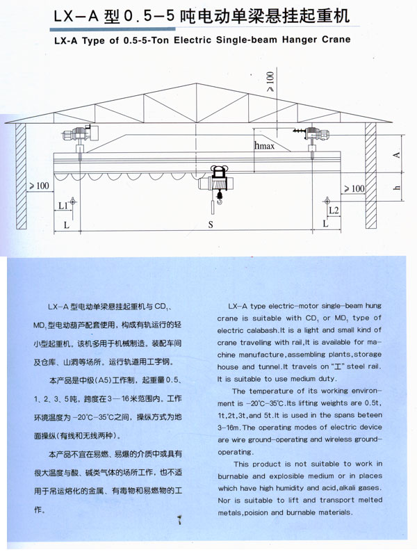 LX型单梁悬挂起重机